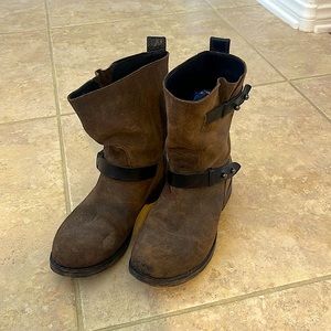 Rag & Bone Brown Suede Moto Boot with Black Leather. Size 7